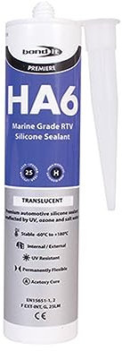 Bond It HA6 RTV Marine Water Fish Tank Grade Silicone Seawater Gasket Sealant Aquarium Safe Fish Tank Salt Water Seal (Translucent)