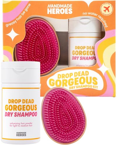 Dry Shampoo Volume Powder by Handmade Heroes | 100% Natural and Vegan, Sustainable and Aerosol Free | Volumizing hair powder suitable for Air Travel, Women and Men (Blonde and Hair Brush)