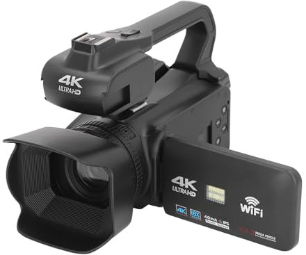 Tonysa Caméscope Numérique 64MP 4K UHD, Zoom 18x,Nocturne, Prise en des Appareils Externes, WiFi et Télécommande 2,4 G, Portable et Polyvalent