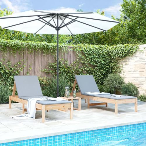 Gecheer Lettino Prendisole da Giardino Pieghevole per Spiaggia, Piscina - 199,5x60x74 cm in Legno Massello di Pino