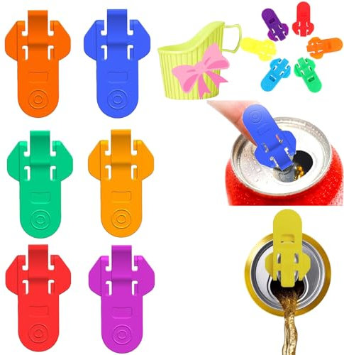 Colorful Easy Can Opener 3PCS or 6PCS/Pack, Soda Beer Can Opener & Beverage Can Cover Protector, Converselyt Soda Beer Can Opener Beverage Can Top Ring Opener Tool Drink Protector Leakproof (6pcs)