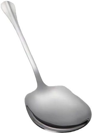 Generic Cucchiaio grande per servire, grande cucchiaio di riso in acciaio inox, posate da cucina, cucchiaio da servire in metallo per insalate, pasta, piatti (1 pezzo)