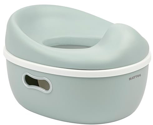 Nattou Babytopf 3in1, Töpfchen + Hocker + Toilettensitz für Kinder, Einfaches Toilettentraining, Ca. 34 cm, Ab ca. 18 Monate bis ca. 4 Jahre, Care, ABS/EVA, Blau