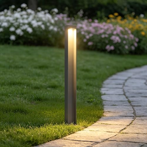 Mai & Mai Lampione da Giardino 3000K, Luminoso da Giardino IP65 Paletti Esterni Led 6X6X80cm in Alluminio per Giardini, Parchi, Aree Residenziali e Ingressi BaldersLights, Sabbia grigio scuro