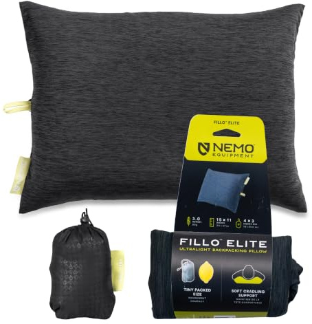 NEMO Equipment Fillo Elite Camping Pillow - Black Pearl/Citron