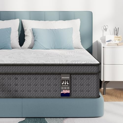 Queen Mattress 14 inch, Medium Firm Hybrid Mattresses with Cooling Gel Memory Foam, Queen Mattress in a Box, Independent Spring for Motion Isolation, Pressure Relief & Upgraded Support, CertiPUR-US