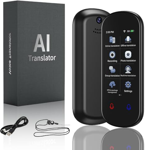 Language Translator Device, Instant Voice Translation No WiFi 139 Languages Two Way Real-Time AI Translator Touchscreen Portable Translator Offline Online Translation Device for Photo/Recording