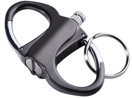 Permanent Match Infinity Lighter with Keychain, The Forever Lighter, Emergency Fire Starter Striker Set, Outdoor Keychain, Portable Refillable Kerosene Tool (Black)