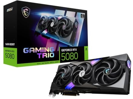 MSI VGA GEFORCE RTX 5080 16G Gaming Trio RTX5080 16GB GDRR7 256 B DX12 PCIE 5.0 X16 (3XDP 1XHDMI)