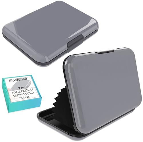 Didarenba Tarjetero Hombre Mujer Tarjetas credito 2 Piezas Aluminio con Sistema RFID Bloqueo Protector de Tarjetas Anti fraude Anti contactless Gran Capacidad Gris
