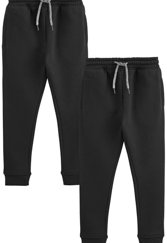 NEXT Äldre pojkar Joggingbyxor med smal passform 2-pack Svart 134