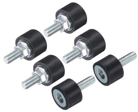 QUARKZMAN 6 stycken M5 x 15 mm gummiisolatorer med gängstift 15 x 10 mm inre gänga yttre gänga vibrationsdämpare galvaniserade cylindriska gängstöd med 6 stycken M5-låsmuttrar