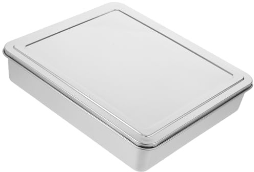 DOITOOL Molde para Pasteles Rectangular de Acero Inoxidable 33x28x6 Cm con Tapa, Bandeja para Hornear Tartas y Postres, Utensilio Versátil para Cocina Doméstica y Profesional