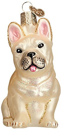 Gamla världen julprydnader: Fransk bulldogg glasblåsta ornament för julgran (12436)