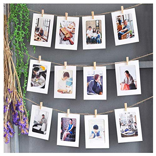 Dremisland Photo Display Pictures Organizer - Wall Hanging Picture Frames Collage Includes 100 Clips, 30M Jute Twine and 10 non-trace Nails - Artworks Photo DIY Craft Xmas Decor
