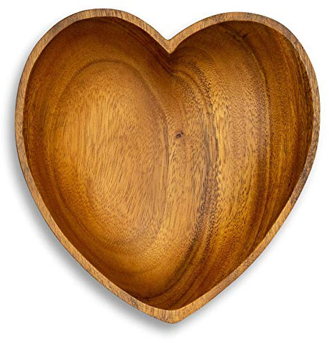 levandeo Bol en acacia - 20 x 5,5 cm - Design en bois - Corbeille à fruits - Corbeille à pain - Décoration de table unique