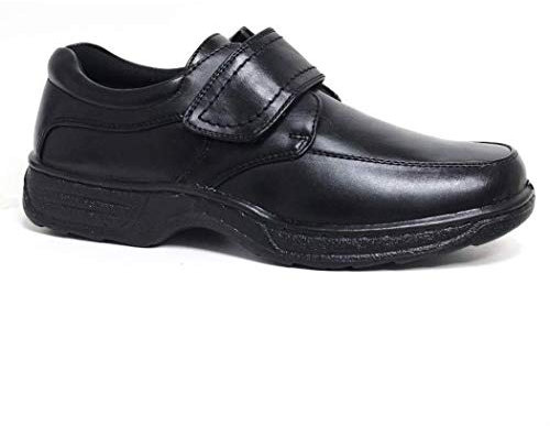 Cushion Walk Men's Leather-Lined Wide Fitting Lightweight Formal Business Work Comfort Lace-Up, Slip-on or Touch Fastening Shoes, (Black. Strap, numeric_9)