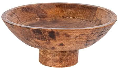 Bloomingville Mango Wood Footed Bowl, Walnut Finish