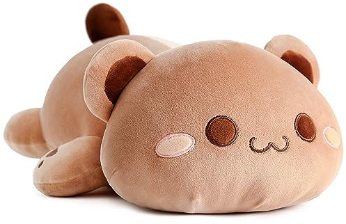 shownicer Cojín mullido con forma de animal de peluche, diseño de oso marrón Kawaii, cojín de peluche, juguete, regalo para niños y niñas, para los amantes de los peluches, 30 cm