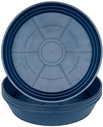 Plant Saucer 6 Inch 4 Pack 6 8 10 12 14 16 18 20 25, Plastic Plant Trays for Pots，Extra-Deep Plant Water Dray Tray, Bird Bath Bowl, Heavy Flower Plant saucers Indoors and Outdoor No Holes 6in-4 blue