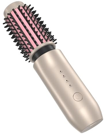 Lurowo 3 in 1 Cordless Hair Styler for Curling & Straightening, 40MM Thermal Brush Curling Wand with 4 Temperature Adjustable, Portable Travel Hot Brushes for Hair Styling