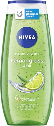 NIVEA Lemongrass & Oil Duschgel, pH-hautneutrale Pflegedusche mit belebendem Zitronengras-Duft, verwöhnende Dusche mit pflegenden Ölperlen (250 ml)