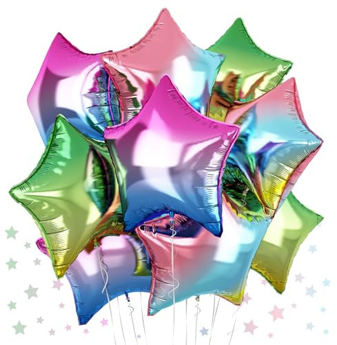 Purple Pink Stars Foil Balloons, 18 Inch Lavender Purple Pink Pentagram Foil Balloon for Birthday Wedding Butterfly Theme Party