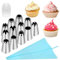 Qianyu 12 Pcs Piping Bags Nozzles Set Stainless Steel Cakes Baking Decorating Kit Supplies Reusable Frosting Tips Pastry Bags Tools for Cupcakes Cookie Icing Desserts