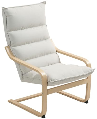 HOMCOM Fauteuil Salon Fauteuil de Loisirs Moderne avec accoudoirs incurvés, Coussins, Chaise de Salon en velous - 67 x 83 x 105 cm, crème
