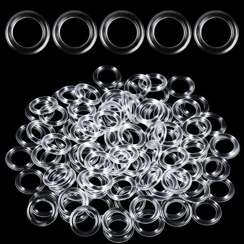 100 anelli per tende a pacchetto, anelli trasparenti, anelli per tende a O, anelli in plastica per tonalità romane (esterno 13 mm, diametro interno 8 mm)