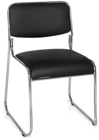 hjh OFFICE 706200 Silla de confidente KOLTA Piel sintética Negro, Silla Conferencia, Silla visitante con Respaldo