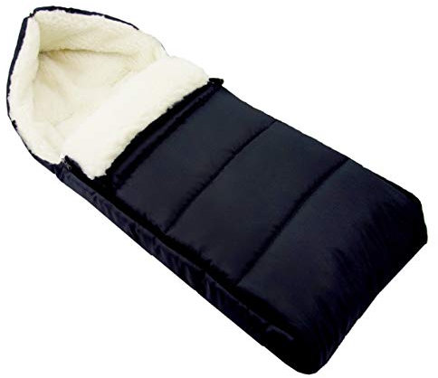 BAMBINIWELT universaler Winterfußsack (108cm), auch geeignet für Babyschale, Kinderwagen, Buggy, aus Wolle UNI (Schwarz Liniert)