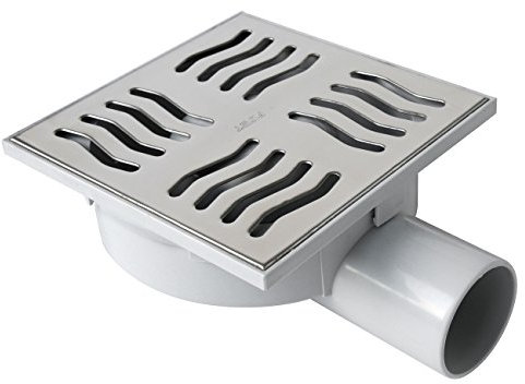 First Plast CHABS15IN vidage Douche-siphonette 150x150mm Sortie Horizontale ø50 Hauteur 70mm-INOX, 150x150 mm