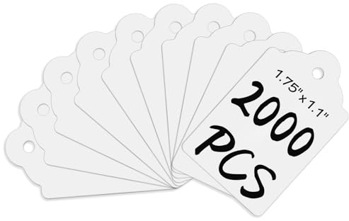 FEMELI 2000 Pcs White Blank Paper Price Tags - 1.75 x 1.1 Inches Unstrung Marking Tags for Clothes, Shoes, Jewelry