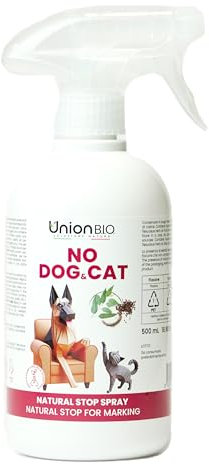 Union Bio No Dog & Cat - Repellente Per Cani e Gatti, Non Macchia Non Lascia Aloni, Biologico Vegetale, Disabituante 100% Naturale, Esterno Interno, Profuma - 500ML