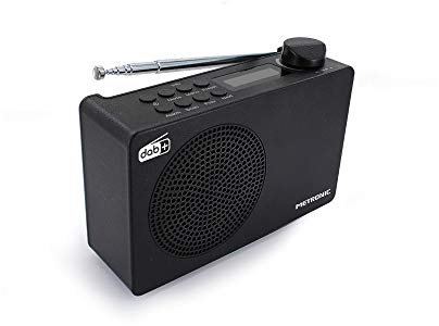 METRONIC 477231 Radio numérique DAB+ et FM RDS avec sortie casque, double alarme et batterie intégrée d'une autonomie de 7 h - Noir