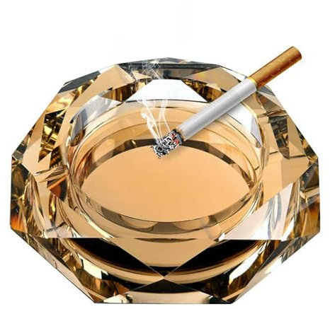 YUEMING Aschenbecher Glasaschenbecher 10 CM achteckigen kristall aschenbecher business aschenbecher rutschfeste zigarettenetui hause, café, bar feine dekoration, Glasaschenbecher für zigaretten