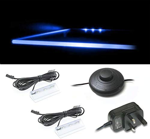 Set of 3 LED Glass Edge Lighting Clip in Blue [Energy Class A]