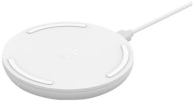 Belkin Base de Carga Inalámbrica BoostCharge de 10 W (Cargador Inalámbrico Rápido con Certificación Qi para iPhone y Teléfonos de Samsung, Google y Otros), Blanco