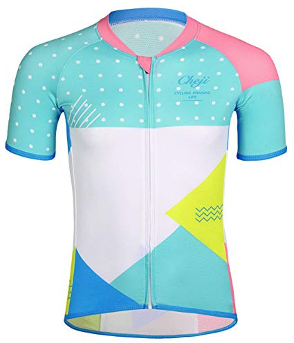 YFPICO Kinder Radsport Bekleidung Radtrikot Kurzarm Radsport Anzüge Jungen/Mädchen, Grün + Weiß, 116