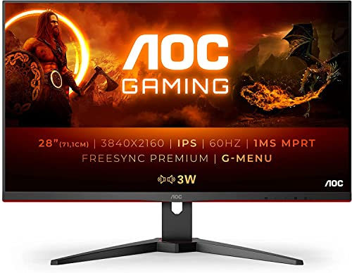 AOC Gaming U28G2AE - 28 Zoll UHD Monitor, 60 Hz, 1ms, FreeSync (3840x2160, HDMI, DisplayPort) schwarz/rot