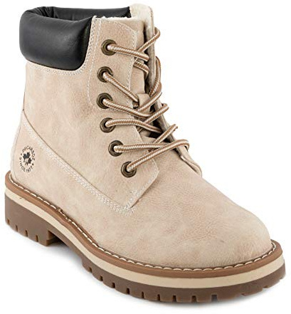 Toocool Stivali Donna Scarponcini Scarpe Stringati Pelliccia Anfibi Caldi RW001 [38,Beige]