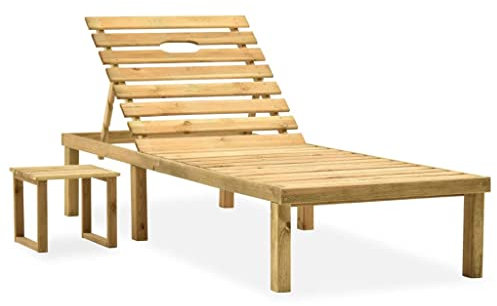 vidaXL Kiefernholz Imprägniert Garten Sonnenliege mit Tisch Gartenliege Strandliege Freizeitliege Gartenmöbel Liege Relaxliege Liegestuhl Holzliege