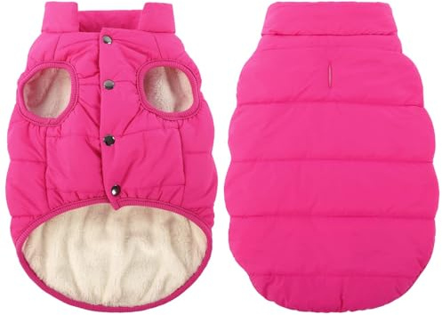 ASENKU Dog Winter Coat - Waterproof Windproof Dog Jacket, Warm Snowproof Doggie Puffer Vest for Cold Weather, Lightweight Snow Coats for Small Medium Large Dogs(Pink, XS)