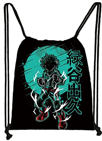 Tongyundacheng My Hero Academia - Bolsa de lona con cordón impresa, ligera, para deporte, gimnasio, viaje, bolsa de almacenamiento para escuela, bolsas para niños, niñas y adolescentes