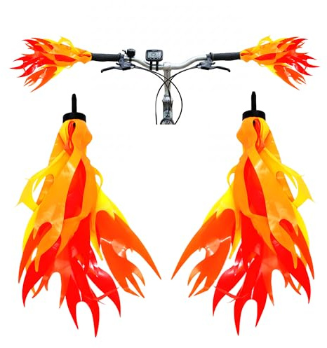 Iconikal Flame Streamers for Bicycle or Scooter Handlebar, 10-Inch Kids Bike, Easy Install