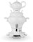BEEM ODETTE BLANC+ Samowar - 5 l | Porzellan | Türkischer Teekocher elektrisch | 1800 W| 1,3 l Edelstahl-Teekanne mit Sieb | 5 l Wasserkocher | NEU: Dispenser mit Einhand-Bedienung