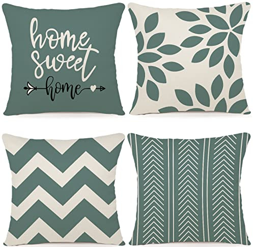 ZWJD Housse Coussin 40x40 Lot de 4 Décoratif Canapé Taie d'oreiller Decoration Canapé Housses Coussin en Lin d'extérieur Taie Oreiller Décoration pour Chambre, canapé, Chaise, Lit,Jardin 40x40cm