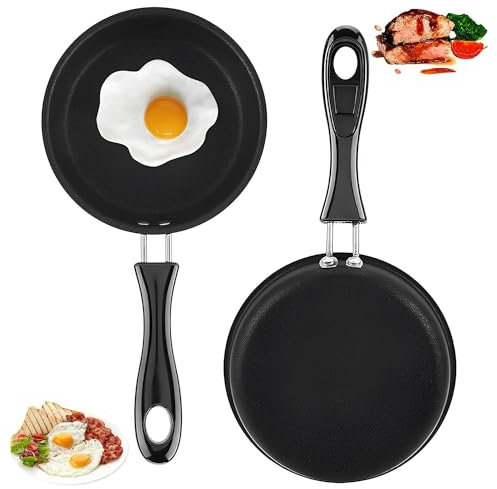 Wenrou 2 Pièces Mini Poêle Antiadhésive, Induction Poele a Pancakes Omelette, Poêle à Frire Antiadhésive, Mini Poêle à Omelette, pour cuisinière à gaz, cuisinière à induction (12.7cm)