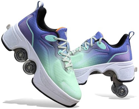 LDRFSE Schuhe mit Rollen für Männer Schuhe Rollschuhe Kinder Skateboard Schuhe Bequem Und Atmungsaktiv Quad Skates Verstellbare Rollschuhe Verstecktes Rad für Laufsportschuhe Zum Spielen für Männer